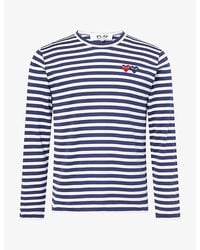 COMME DES GARÇONS PLAY - Double Heart Stripe Long-Sleeve Cotton-Jersey T-Shirt - Lyst