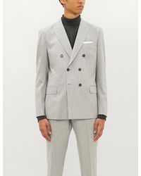 Eleventy Double-breasted Slim-fit Wool Suit - Gray