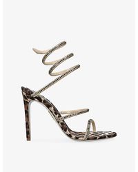 Rene Caovilla - Leo 105 Jewel-Embellished Leather Heeled Sandals - Lyst
