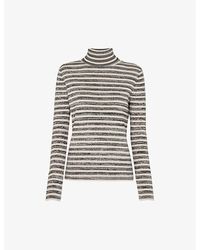 Whistles - Stripe Cotton-knit Polo Neck Jumper - Lyst