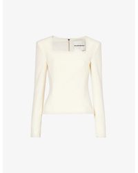 Roland Mouret - Square-neck Padded-shoulders Stretch-woven-blend Top - Lyst