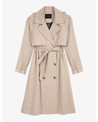 Maje - Stud-Embellished Cotton-Blend Trench Coat - Lyst