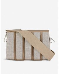 Max Mara Whitney Leather And Canvas Clutch Bag - Natural