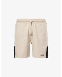BOSS - Iconic Contrast-Panels Cotton-Jersey Shorts - Lyst