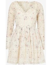 Zimmermann - Halliday Embroidered Cotton-blend Mini Dress - Lyst