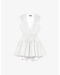 Maje - V-Neck Flared Woven Mini Dress - Lyst