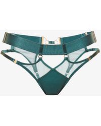 Womens Clothing Lingerie Knickers and underwear Bordelle Synthetic Kora Stretch-woven Suspender Belt in Green 