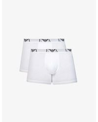 Emporio Armani - Pack Of Two Logo-embellished Stretch-cotton Boxer - Lyst