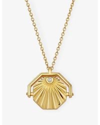 Astley Clarke - Celestial Sunrise Spinner 18Ct Vermeil And Sapphire Locket Necklace - Lyst