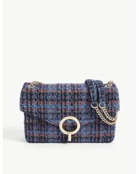 Sandro Yza Tweed Shoulder Bag - Blue
