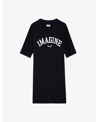 Zadig & Voltaire - Portman Imagine Slogan-Print Short-Sleeve Cotton-Blend Mini Dress - Lyst