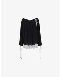 eem - Smock-Neck Lace-Hem Woven Top - Lyst