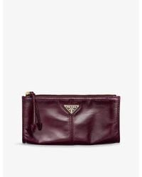 Prada - Triangle-Logo Leather Pouch - Lyst