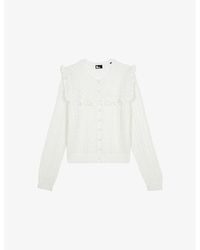 The Kooples - Ruffle-Trim Regular-Fit Wool Cardigan - Lyst