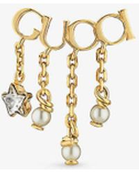 Gucci - Logo-script Crystal And Pearl-embellished Gold-toned Metal Earrings - Lyst