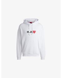 HUGO - Brand-Print Cotton-Jersey Hoody - Lyst