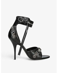 Balenciaga - Cagole 110 Stud-embellished Leather Heeled Sandals - Lyst