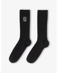 Sandro - Logo-Embroidered Ribbed Cotton-Blend Socks - Lyst
