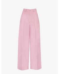 Gucci - Pressed-crease High-rise Wide-leg Wool Trousers - Lyst