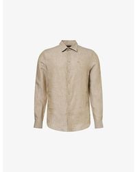 Emporio Armani - Logo-Embroidered Long-Sleeve Linen Shirt - Lyst