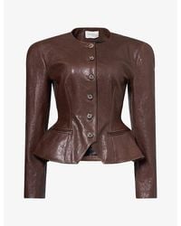 Magda Butrym - Peplum-Hem Slim-Fit Leather Jacket - Lyst