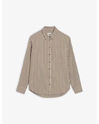 Claudie Pierlot - Striped-pattern Curved-hem Cotton Shirt - Lyst
