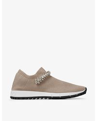 Jimmy Choo - Verona Crystal-embellished Knitted Low-top Trainers 2. - Lyst