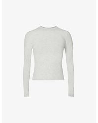 Skims - Light Heather Round-Neck Long-Sleeve Stretch-Cotton Jersey Top - Lyst