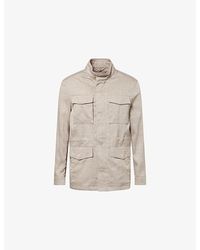 Corneliani - High-Neck Long-Sleeve Linen And Wool-Blend Field Jacket - Lyst