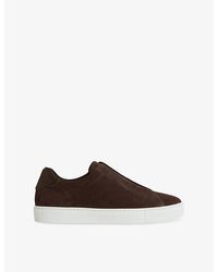 Reiss - Slip-On Suede Low-Top Leather Trainers - Lyst
