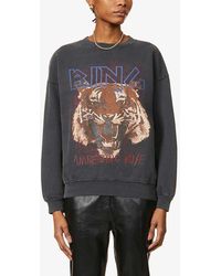 Anine Bing - Tiger Graphic-print Cotton-jersey Sweatshirt - Lyst
