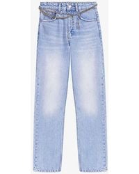 Maje - Jewelled-belt Straight-leg Low-rise Denim Jeans - Lyst