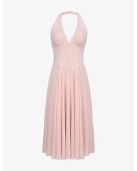 House Of Cb - Coco Lace-Trim Georgette Midi Dress - Lyst