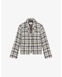 Reiss - Carly Single-Breasted Checked Cotton Jacket - Lyst