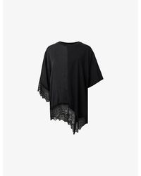 AllSaints - Lenny Round-Neck Lace-Embroidered Cotton T-Shirt - Lyst