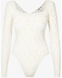 Wolford Synthetic X Gcds Monogram-print Scoop-neck Stretch-woven Body Womens Clothing Lingerie Bodysuits 
