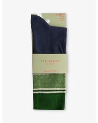 Ted Baker - Sokksix Stripe-pattern Stretch Cotton-blend Socks - Lyst