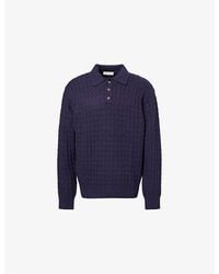 Les Deux - Gustav Squared-Structure Knitted Wool-Blend Polo Jumper - Lyst