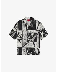 HUGO - Oversized Abstract-Print Woven Shirt - Lyst