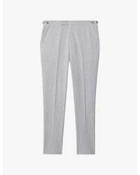 Reiss - Barr Stripe-print Slim-fit Cotton Trousers - Lyst