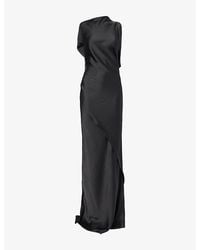 Victoria Beckham - Sleeveless Draped Satin Maxi Gown - Lyst