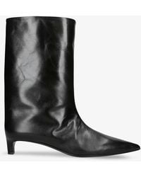 Jil Sander - High Pointed-toe Leather Kitten-heel Ankle Boots - Lyst