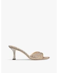 Jimmy Choo - Skye 70 Crystal-Embellished Satin Sandals - Lyst