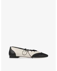 Jimmy Choo - Margot Lace-Up Dual-Tone Leather Ballet Flats - Lyst
