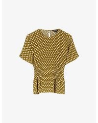 Whistles - Shirred Ikat-Spot Woven Blouse - Lyst