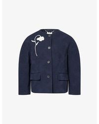 Erdem - Flower-Jacquard Cotton-Blend Crop Jacket - Lyst