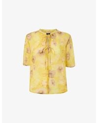 Whistles - Floral-Print Relaxed-Fit Lyocell Blouse - Lyst