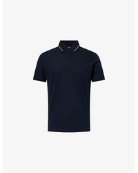 Emporio Armani - Contrast-Trim Pique Cotton Polo Shirt - Lyst