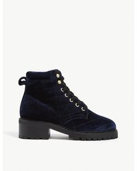 Sandro Aron Quilted Velvet Hiker Boots - Blue