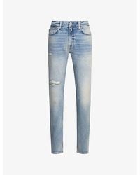 HUGO - Regular-Fit Straight-Leg Distressed Denim Jeans - Lyst